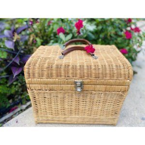 Vintage Picnic Basket - Boho Storage and Decor